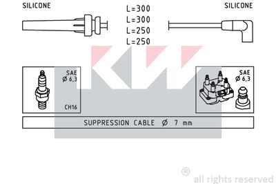 Комплект проводов зажигания KW 360 508 для CHRYSLER CIRRUS