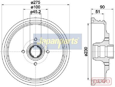 спирачен барабан JAPANPARTS TA-0908C