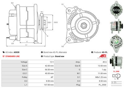 GENERATOR / ALTERNATOR AS-PL A5028 5