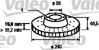 Тормозной диск VALEO 186156 для FIAT UNO