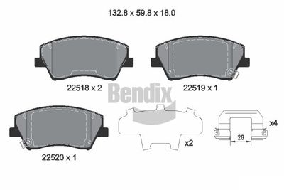 Комплект тормозных колодок, дисковый тормоз BENDIX Braking BPD2317 для KIA NIRO