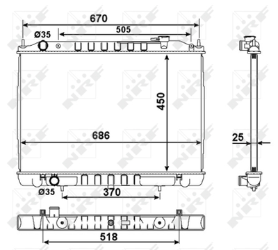 Радиатор, охлаждение двигателя WILMINK GROUP WG1723369 для NISSAN NAVARA