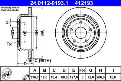Тормозной диск ATE 24.0112-0193.1 для JEEP WRANGLER