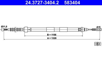 Тросик, cтояночный тормоз ATE 24.3727-3404.2 для VW SHARAN