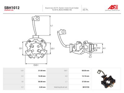 Børsteholder, starter AUTOSTARTER SBH1012 for HYUNDAI