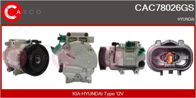 Компрессор, кондиционер CASCO CAC78026GS для HYUNDAI GRAND SANTA FE