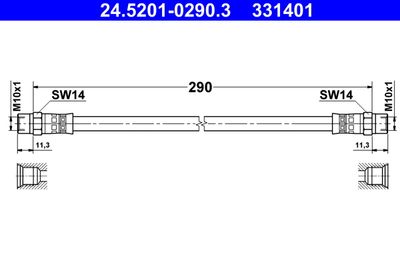 ATE 24.5201-0290.3 Тормозной шланг  для BMW 3 (Бмв 3)