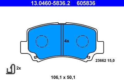 Комплект тормозных колодок, дисковый тормоз ATE 13.0460-5836.2 для SUZUKI WAGON