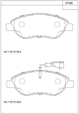 Комплект тормозных колодок, дисковый тормоз ASIMCO KD7368 для FIAT STILO