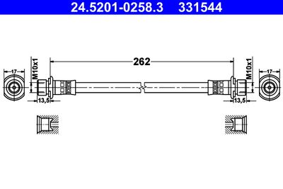 ATE 24.5201-0258.3 Тормозной шланг  для TOYOTA FJ CRUISER (Тойота Фж круисер)