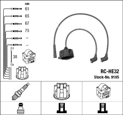Комплект проводов зажигания NGK 9105 для HONDA ACCORD