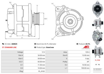 GENERATOR / ALTERNATOR AS-PL A6862S 4