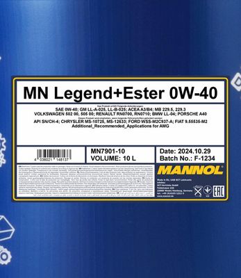 Mannol - Motorový olej Legend + Ester 0W40 10L