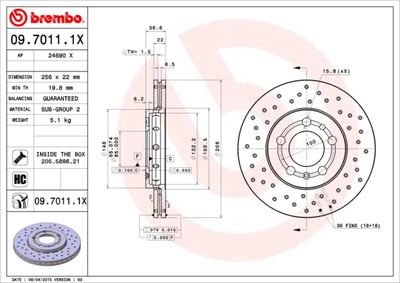 Bromsskiva BREMBO 09.7011.1X