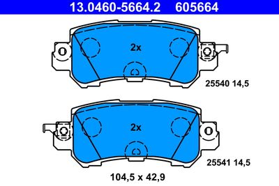Комплект тормозных колодок, дисковый тормоз ATE 13.0460-5664.2 для MAZDA CX-3