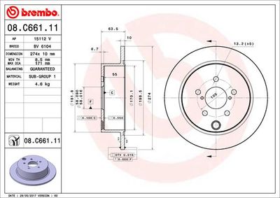 Bromsskiva BREMBO 08.C661.11