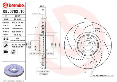 Bromsskiva BREMBO 09.D762.10