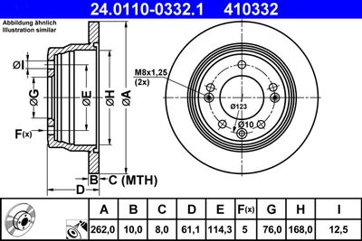 ATE 24.0110-0332.1 Тормозные диски  для HYUNDAI ix35 (Хендай Иx35)