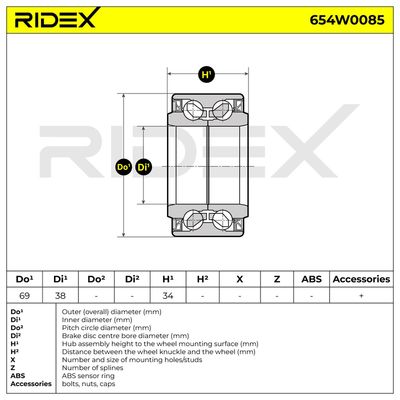 комплект колесен лагер RIDEX 654W0085