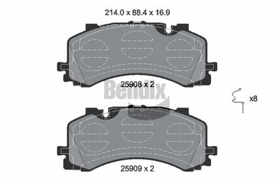 Kit de plaquettes de frein, frein à disque BENDIX Braking