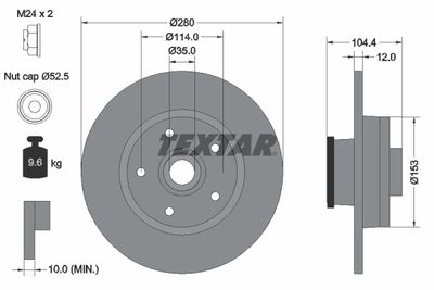 Тормозной диск TEXTAR 92268903 для NISSAN NV300