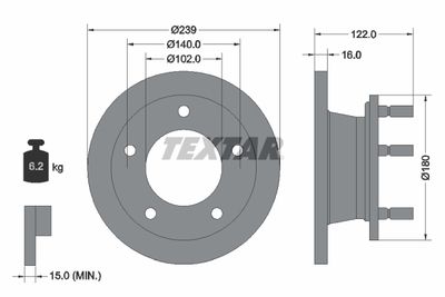 Тормозной диск TEXTAR 92038900 для SSANGYONG ISTANA