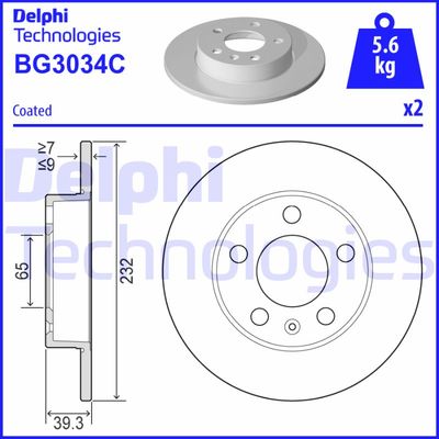 Тормозной диск DELPHI BG3034C для VW T-CROSS