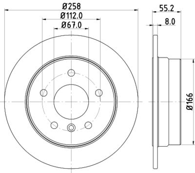Тормозной диск HELLA 8DD 355 106-951 для MERCEDES-BENZ VANEO