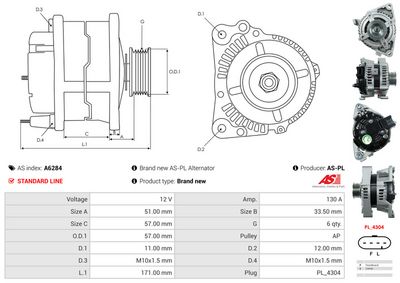 GENERATOR / ALTERNATOR AS-PL A6284 4