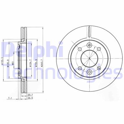 DELPHI BG2403 Тормозные диски для RENAULT 21