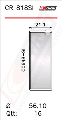 Черупка на биелен лагер KING CR 818SI 020