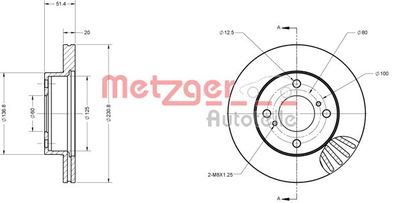 Тормозной диск METZGER 6110169 для NISSAN PIXO