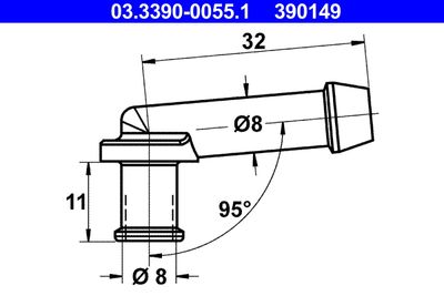 Соединительный патрубок, шлангопровод 03.3390-0055.1
