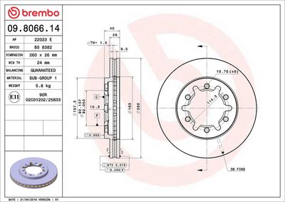 Brzdový kotúč BREMBO PRIME LINE 09.8066.14
