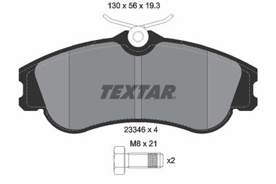 Комплект тормозных колодок, дисковый тормоз TEXTAR 2334602 для PEUGEOT 206