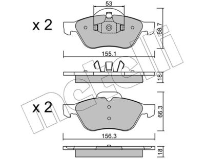Комплект тормозных колодок, дисковый тормоз 22-0335-0