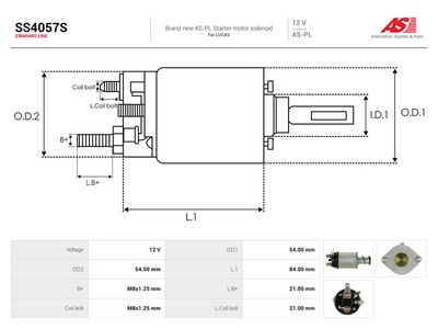 Elektromagnetický spínač, štartér AS-PL SS4057S