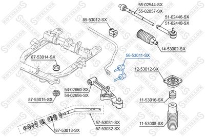 Тяга / стойка, стабилизатор STELLOX 56-53011-SX для KIA CARNIVAL
