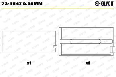 Vevaxellagerskål GLYCO 72-4547 0.25mm för IVECO