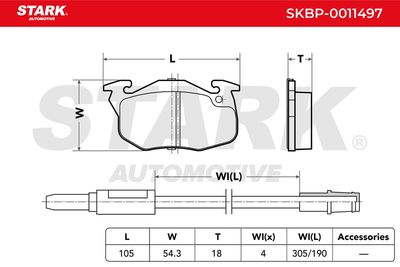 комплект спирачно феродо, дискови спирачки STARK SKBP-0011497
