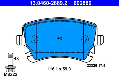 Комплект тормозных колодок, дисковый тормоз 13.0460-2889.2