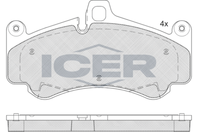Комплект тормозных колодок, дисковый тормоз ICER 182359 для PORSCHE CARRERA