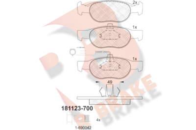 Комплект тормозных колодок, дисковый тормоз R BRAKE RB1123-700 для LANCIA DELTA