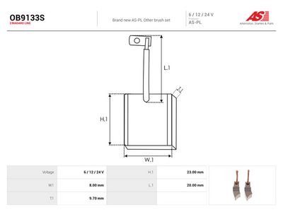 Uhlíkový zberač alternátora AS-PL OB9133S