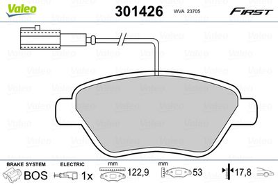 Комплект тормозных колодок, дисковый тормоз VALEO 301426 для FIAT LINEA