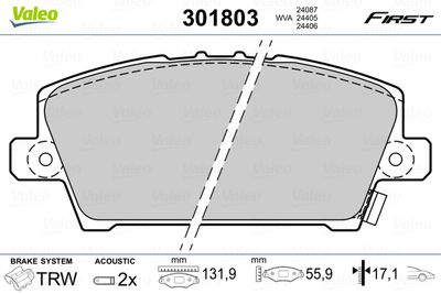 Brake Pad Set, disc brake 301803