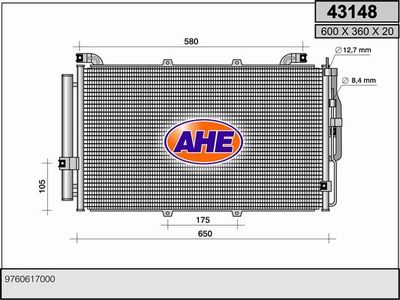 Конденсатор, кондиционер AHE 43148 для HYUNDAI MATRIX