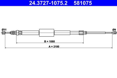 Тросик, cтояночный тормоз ATE 24.3727-1075.2 для RENAULT GRAND SCENIC