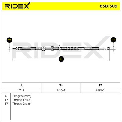 спирачен маркуч RIDEX 83B1309