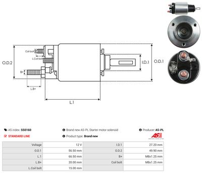 Elektromagnetický spínač, startér AS-PL SS0160